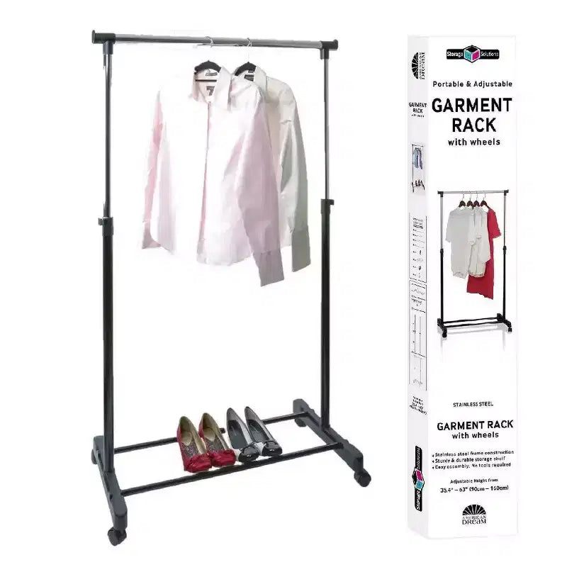 J&V Stainless Steel Double Rod Clothes Rack Black