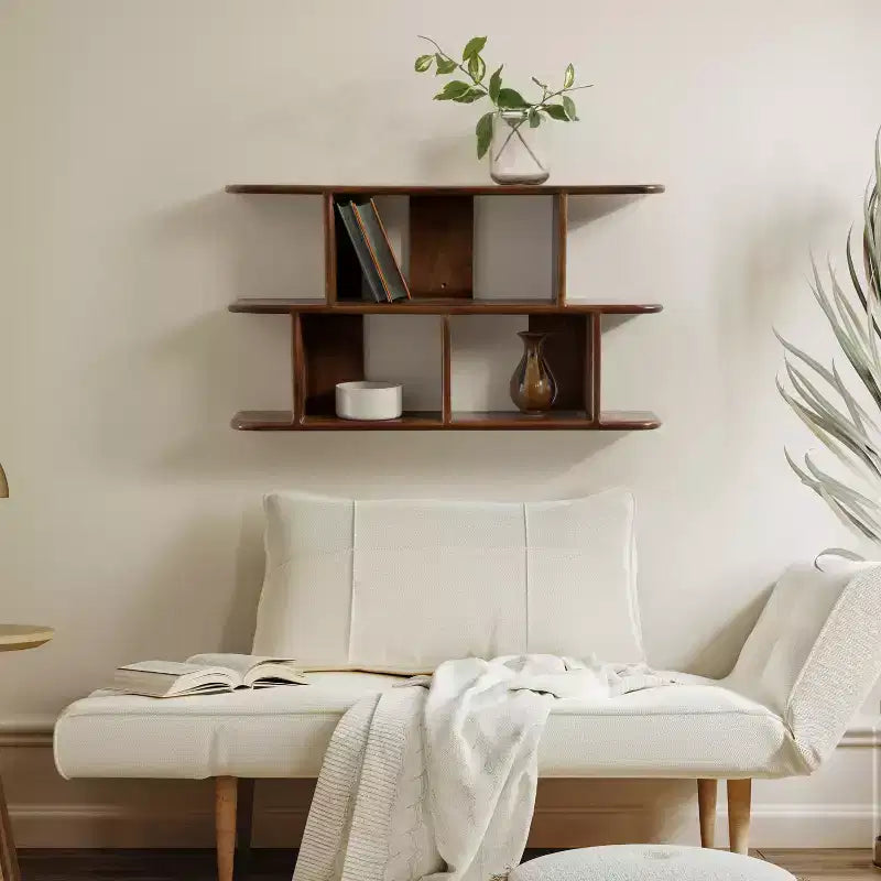 Wooden Wall Shelf Walnut Brown