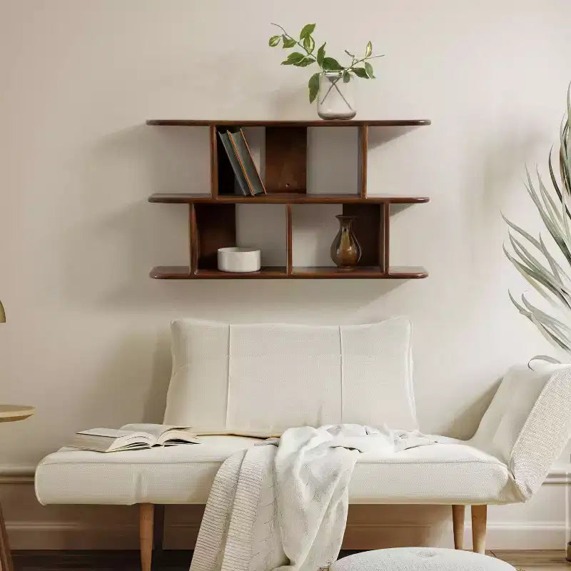 Wooden Wall Shelf Walnut Brown