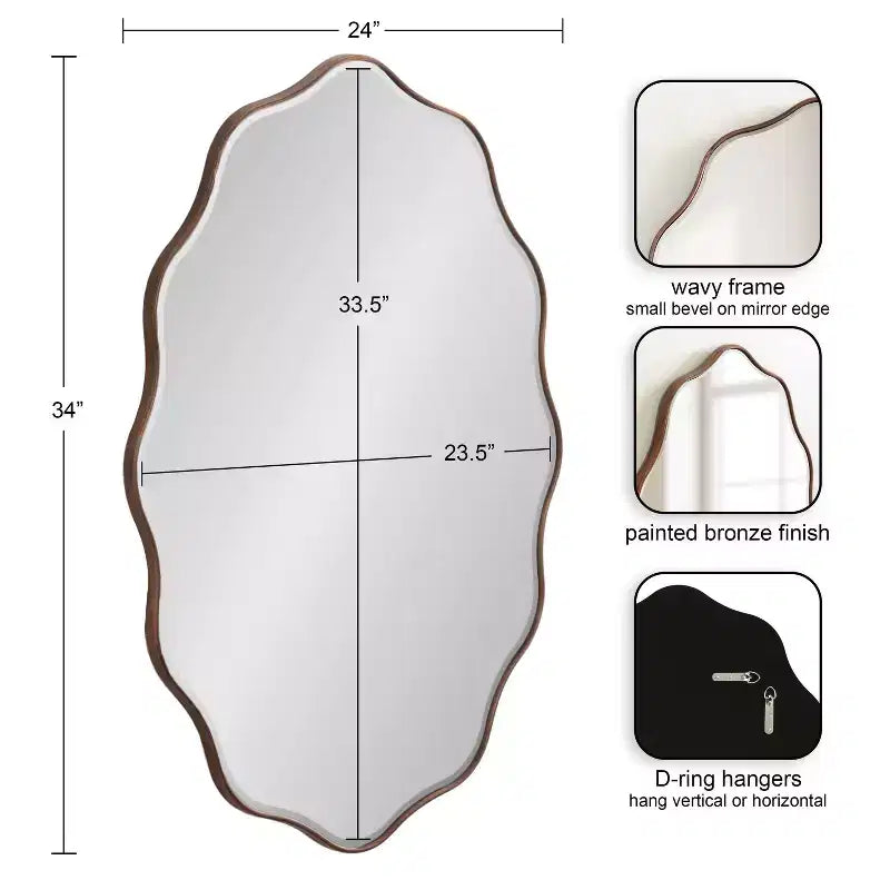 Oval Scalloped Mirror Bronze
