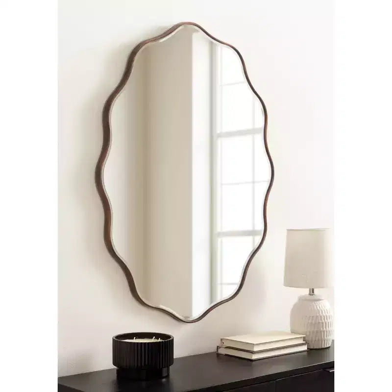 Oval Scalloped Mirror Bronze