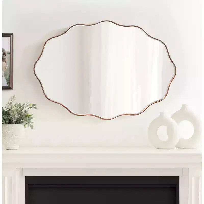 Oval Scalloped Mirror Bronze