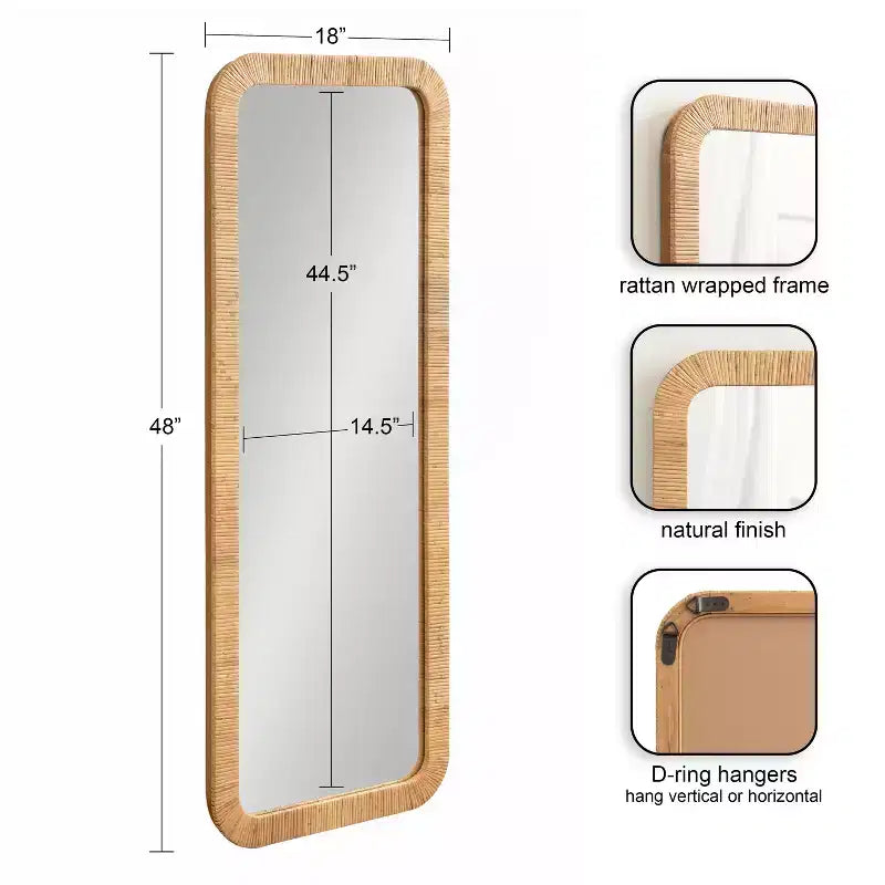 Rectangle Framed Wall Mirror Natural