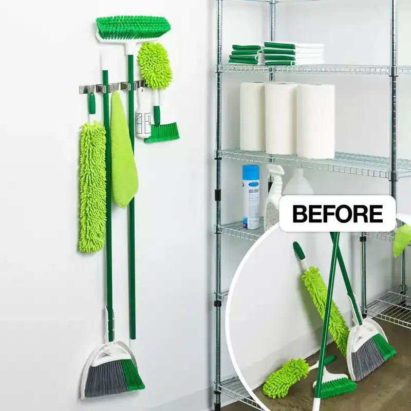 Wrap-It Broom Bar Holder with Hooks
