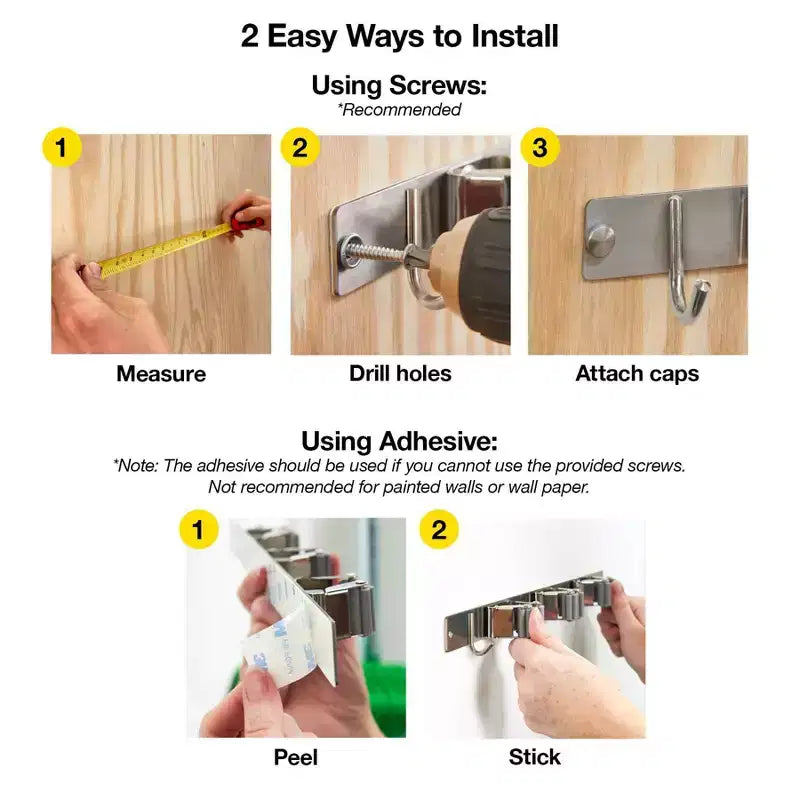 Wrap-It Broom Bar Holder with Hooks