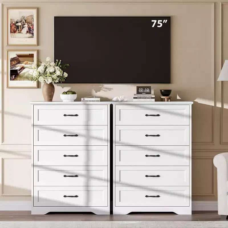 Dresser for Bedroom with Drawers, Wood Drawer Dresser Chest of Drawers for Closet, Living Room, Hallway, Nursery, Kids Bedroom