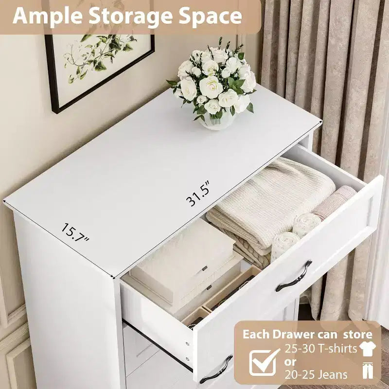 Dresser for Bedroom with Drawers, Wood Drawer Dresser Chest of Drawers for Closet, Living Room, Hallway, Nursery, Kids Bedroom