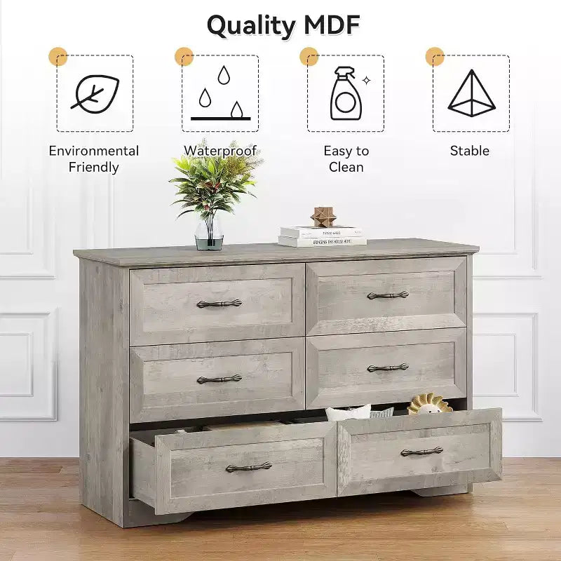 Dresser for Bedroom with Drawers, Wood Drawer Dresser Chest of Drawers for Closet, Living Room, Hallway, Nursery, Kids Bedroom
