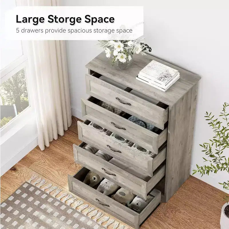 Dresser for Bedroom with Drawers, Wood Drawer Dresser Chest of Drawers for Closet, Living Room, Hallway, Nursery, Kids Bedroom