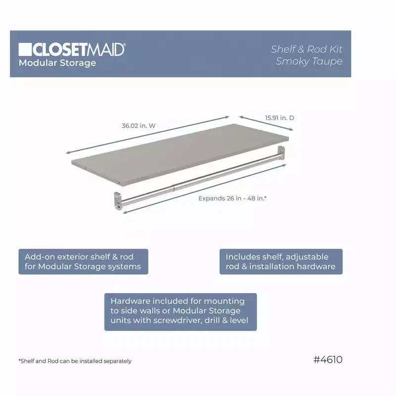 Modular Storage Top Shelf & Hang Rod Kit
