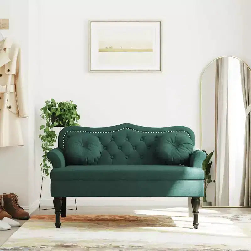 Bench with Cushions Dark Green 47.4x25.6x29.5 Velvet