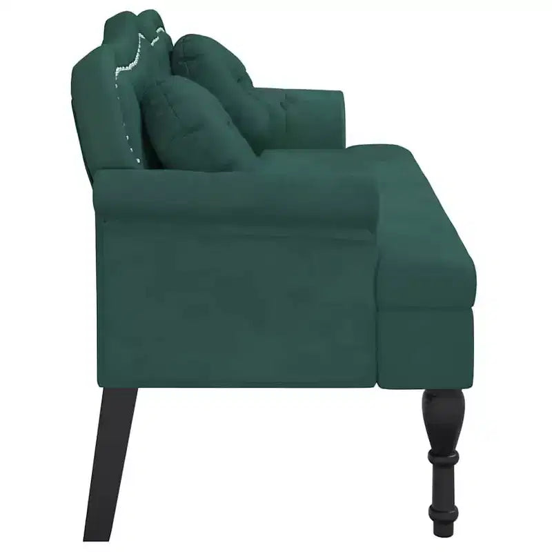 Bench with Cushions Dark Green 47.4x25.6x29.5 Velvet