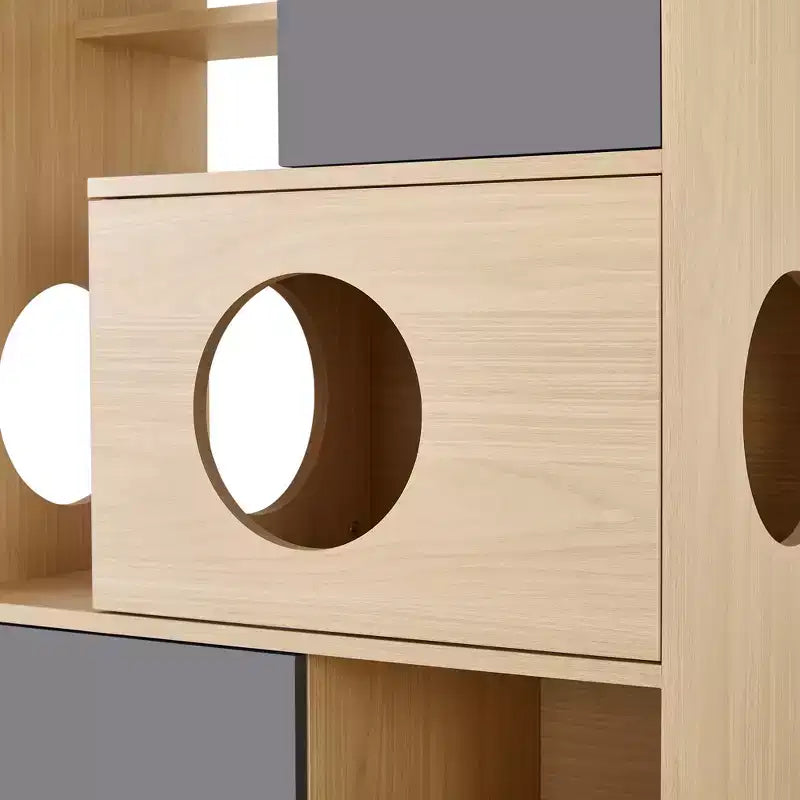 44.5 Tall Bookcase with Storage, Furniture Style Cat Tree Tower, Freestanding Display Cat Tree, Multifunctional Open Bookshelf for Home