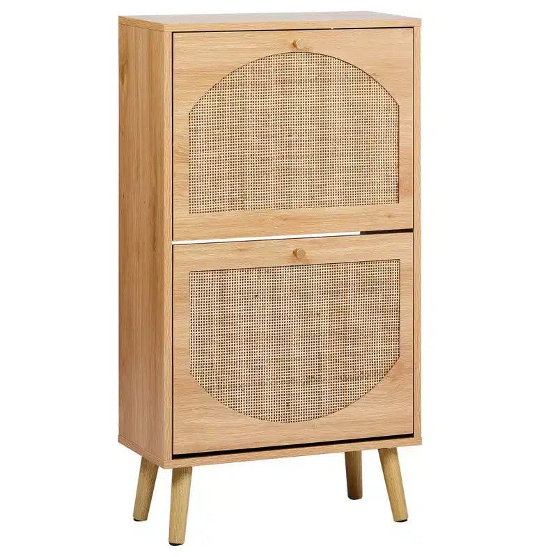 Karl Home Rattan Shoe Cabinet with 2 Flip Drawers