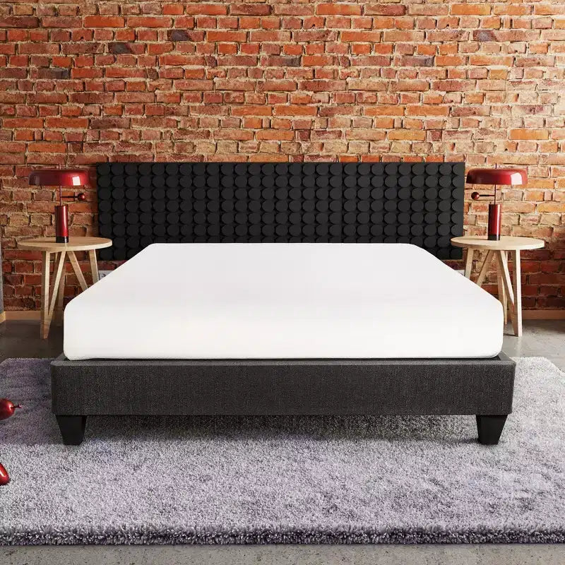 Dark Grey Upholstered Platform Bed Base