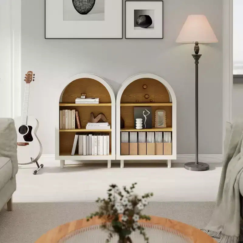 Modern 37.4 Arched 3-Tier Storage Bookcase