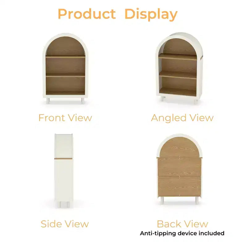 Modern 37.4 Arched 3-Tier Storage Bookcase