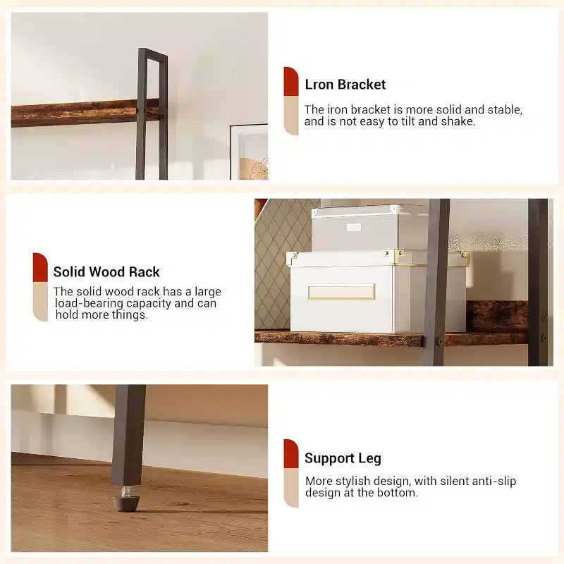 Tall Bookshelf, 5-Tier Bookcase with Open Shelves, Farmhouse Wood Storage Rack with Adjustable Feet, Metal Frame Book Shelf Organizer for Bedroom
