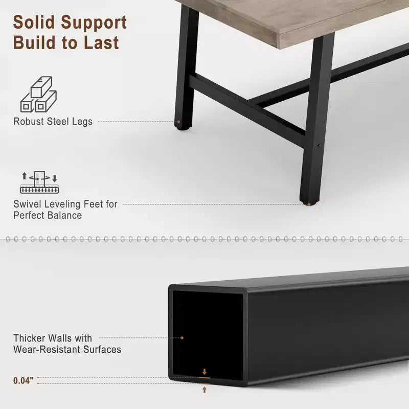 71 Inch Rectangular Dining Table, with Adjustable Feet