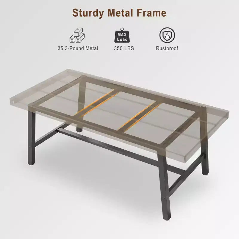 71 Inch Rectangular Dining Table, with Adjustable Feet