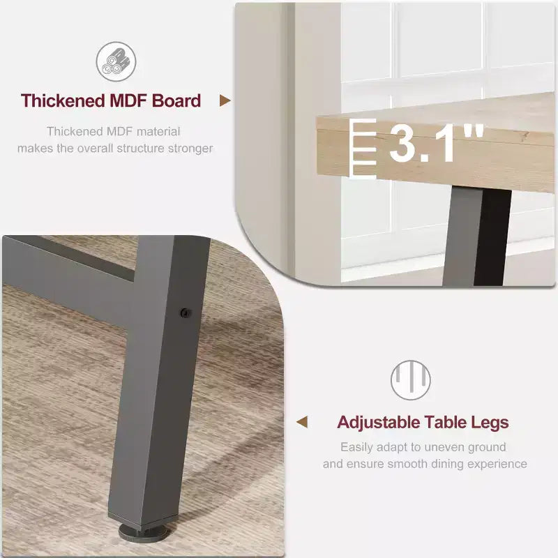 71 Inch Rectangular Dining Table, with Adjustable Feet