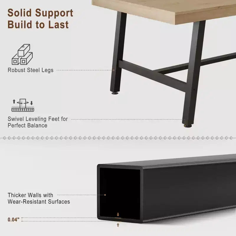 71 Inch Rectangular Dining Table, with Adjustable Feet