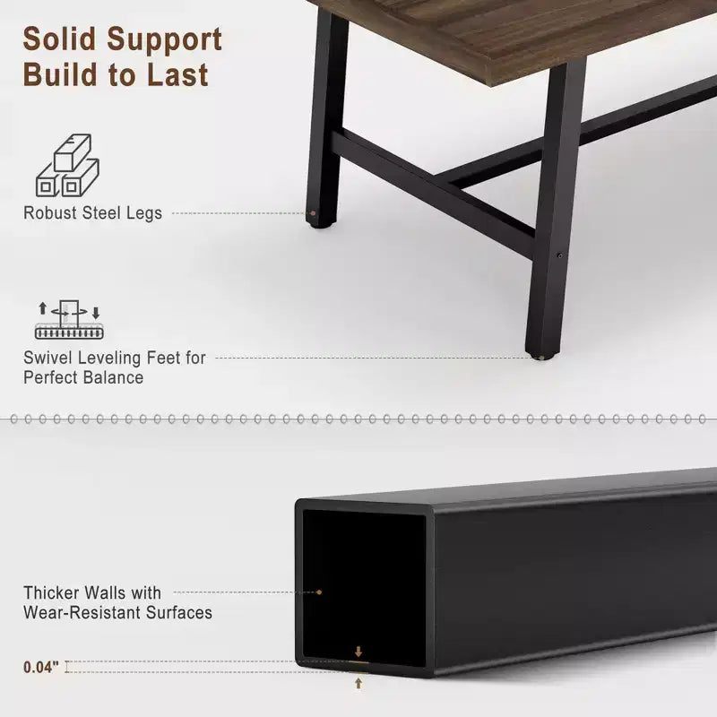 71 Inch Rectangular Dining Table, with Adjustable Feet