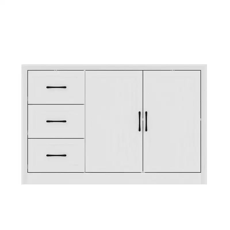 Wood - Grain Buffet Chest Kitchen Cabinet with Anti - Tipping Device - 3 Drawers+2 Doors for Kitchens or Living Room Storage