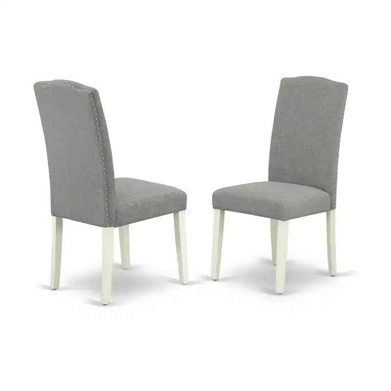 7Pc Oval 42/60 Dinette Table With 18 In Butterfly Leaf And 6 Parson Chair With Linen White Leg And Linen Fabric Dark Shitake