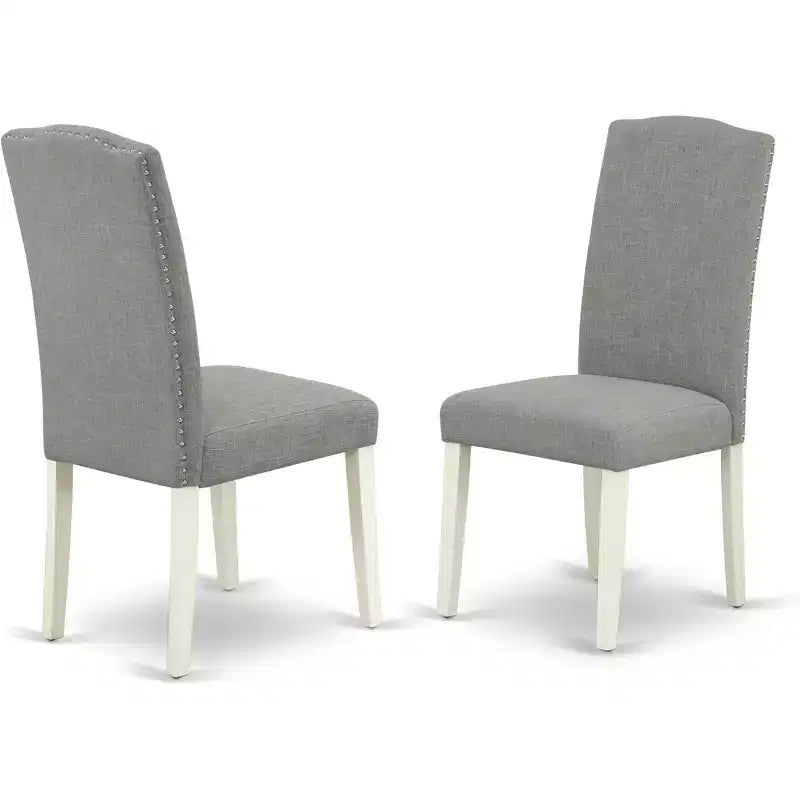 7Pc Oval 42/60 Dinette Table With 18 In Butterfly Leaf And 6 Parson Chair With Linen White Leg And Linen Fabric Dark Shitake