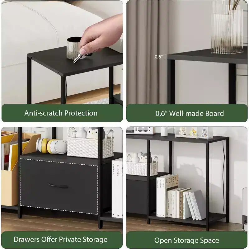 Stand for TVs up to 55, Entertainment Center with Lights & Open Storage Shelves, Modern Media Console for Living Room, Bedroom