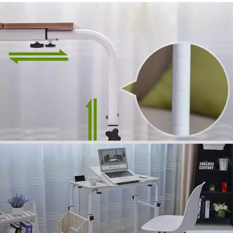 Overbed Table with Wheels - Laptop Desk Cart, Adjustable Height and Length, Table Over The Bed for Hospital and Home Use