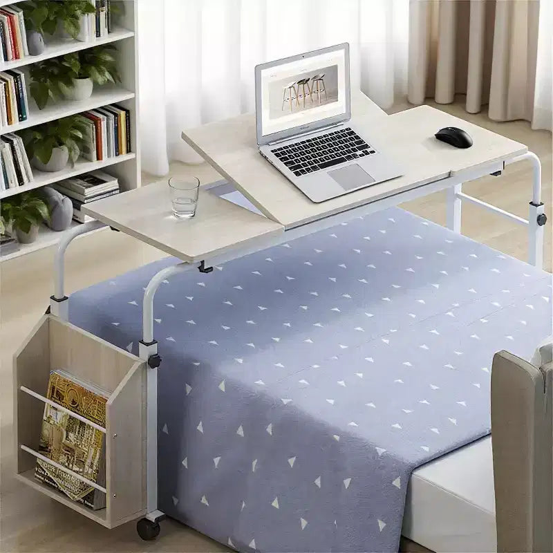 Overbed Table with Wheels - Laptop Desk Cart, Adjustable Height and Length, Table Over The Bed for Hospital and Home Use