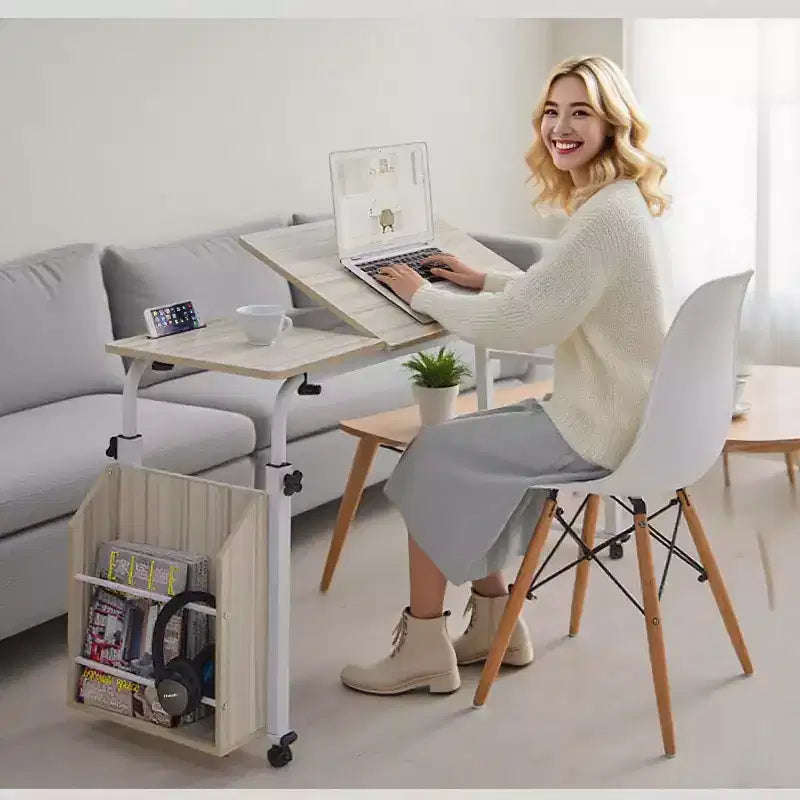 Overbed Table with Wheels - Laptop Desk Cart, Adjustable Height and Length, Table Over The Bed for Hospital and Home Use