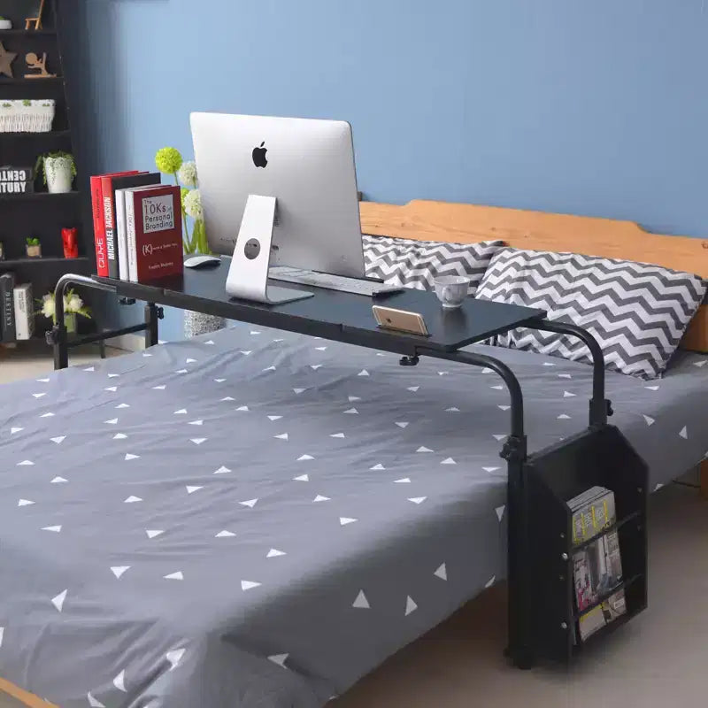 Overbed Table with Wheels - Laptop Desk Cart, Adjustable Height and Length, Table Over The Bed for Hospital and Home Use