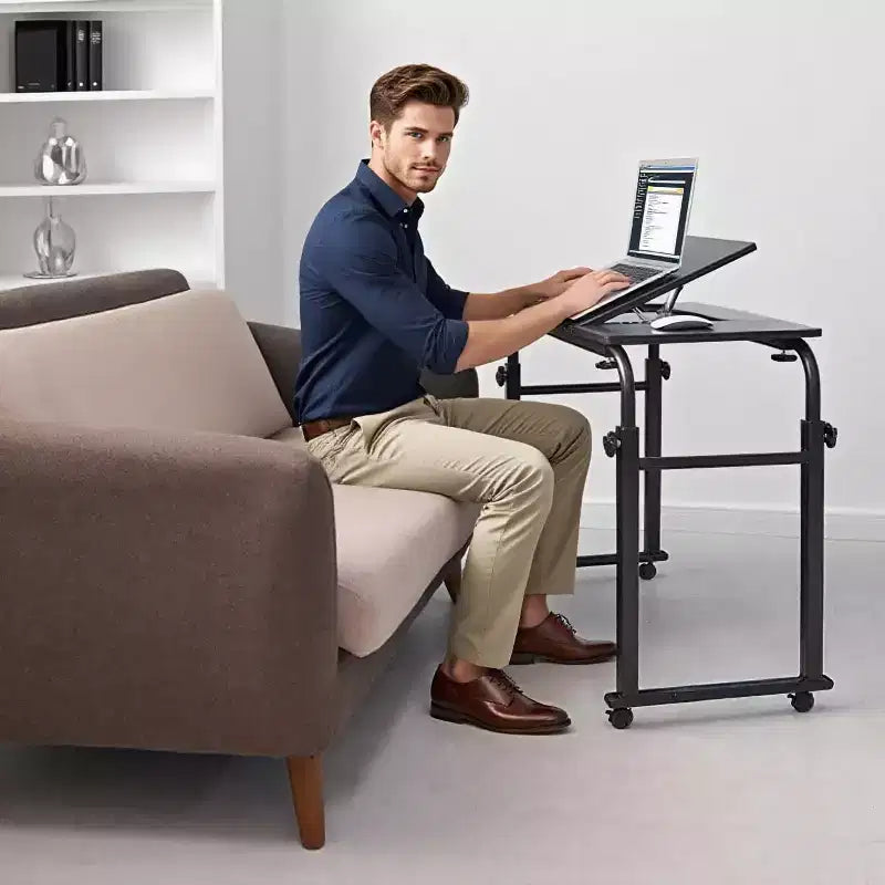 Overbed Table with Wheels - Laptop Desk Cart, Adjustable Height and Length, Table Over The Bed for Hospital and Home Use