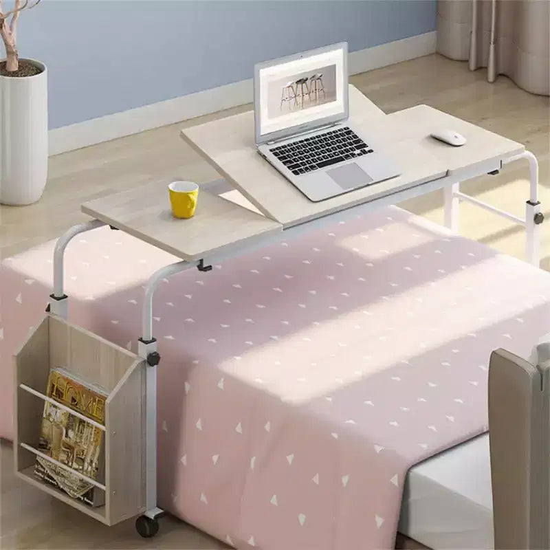 Overbed Table with Wheels - Laptop Desk Cart, Adjustable Height and Length, Table Over The Bed for Hospital and Home Use
