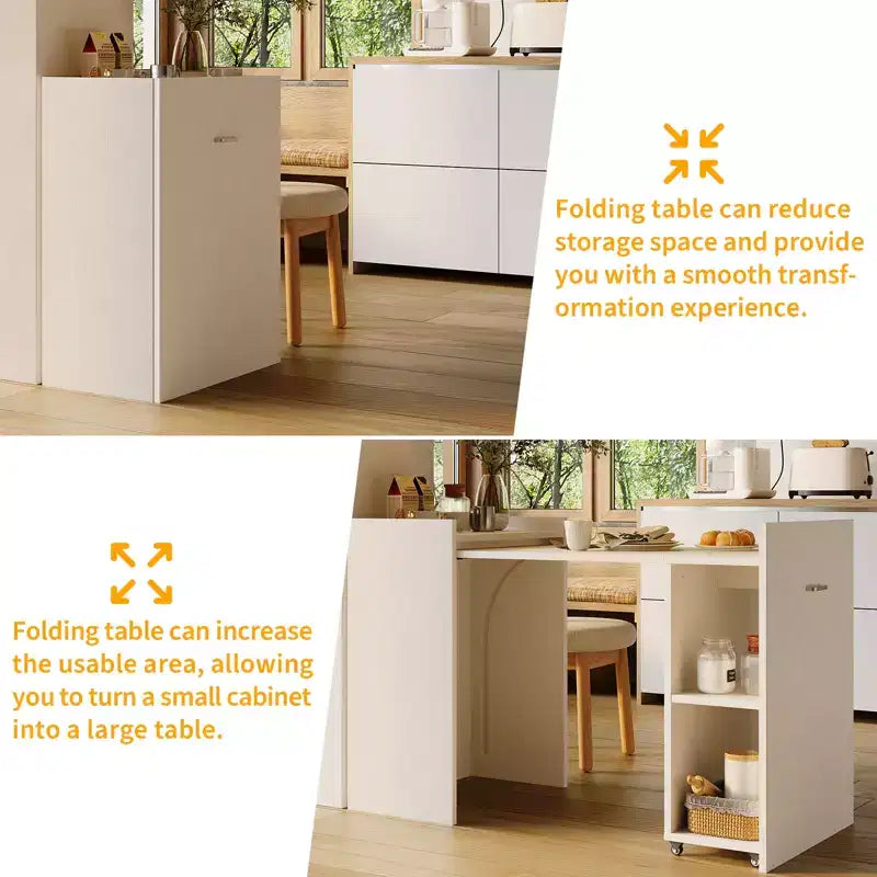 50 Folding Computer Desk with Bookshelf, Home Office Extension Table with Wheels, Small Study Writing Desk with Backless Storage Shelves