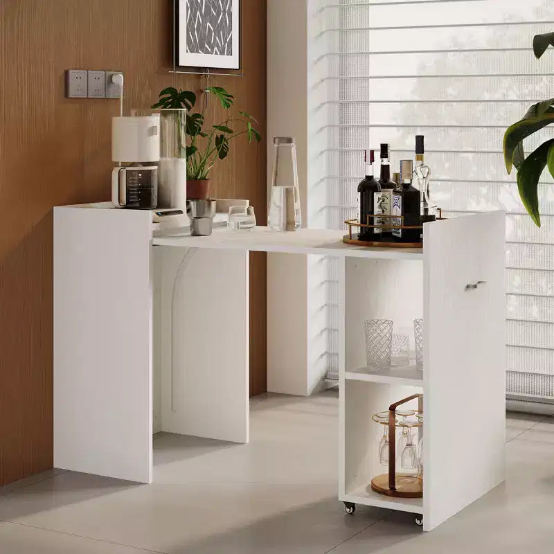 50 Folding Computer Desk with Bookshelf, Home Office Extension Table with Wheels, Small Study Writing Desk with Backless Storage Shelves