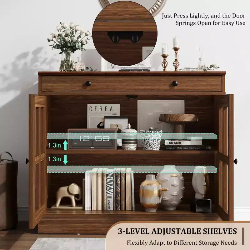 35.4 Sideboard Buffet Cabinets with Glass Door, Buffet Cabinet with Storage for Dining Room, Kitchen