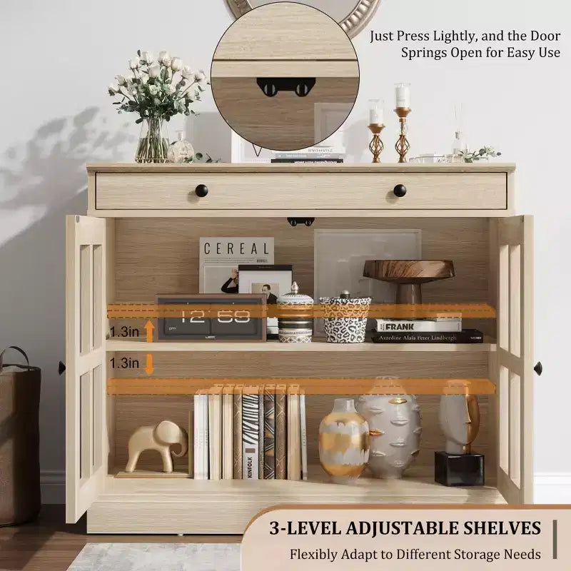 35.4 Sideboard Buffet Cabinets with Glass Door, Buffet Cabinet with Storage for Dining Room, Kitchen
