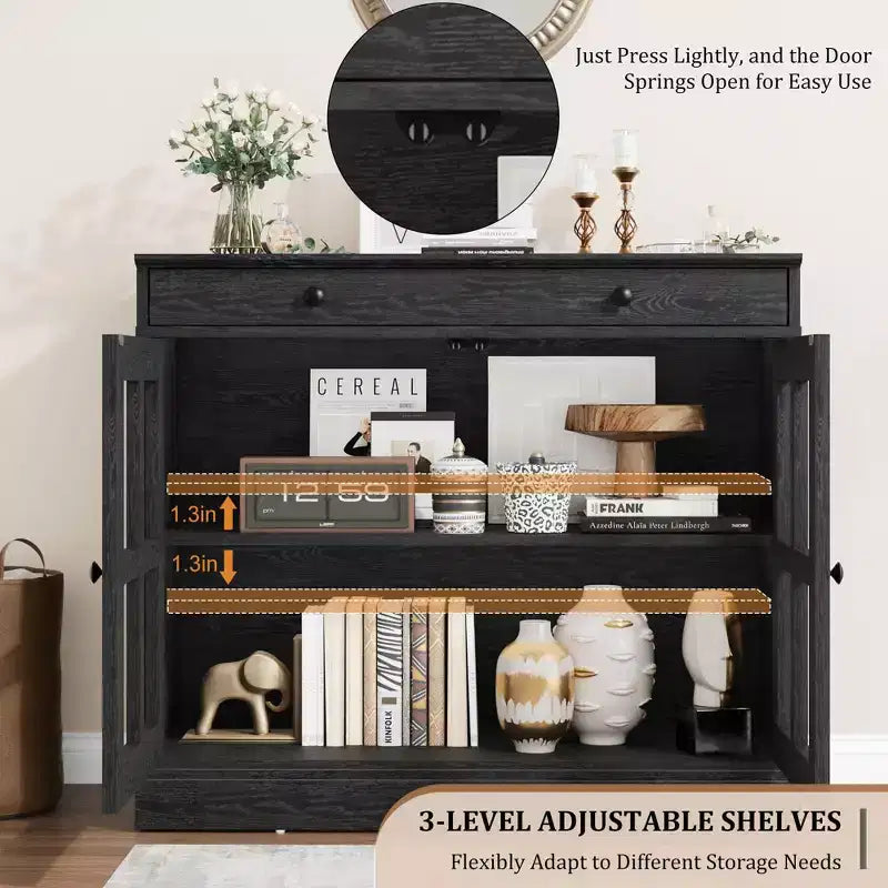 35.4 Sideboard Buffet Cabinets with Glass Door, Buffet Cabinet with Storage for Dining Room, Kitchen