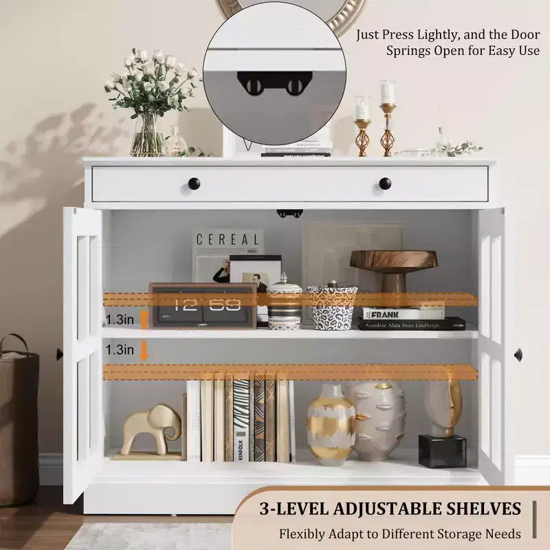 35.4 Sideboard Buffet Cabinets with Glass Door, Buffet Cabinet with Storage for Dining Room, Kitchen