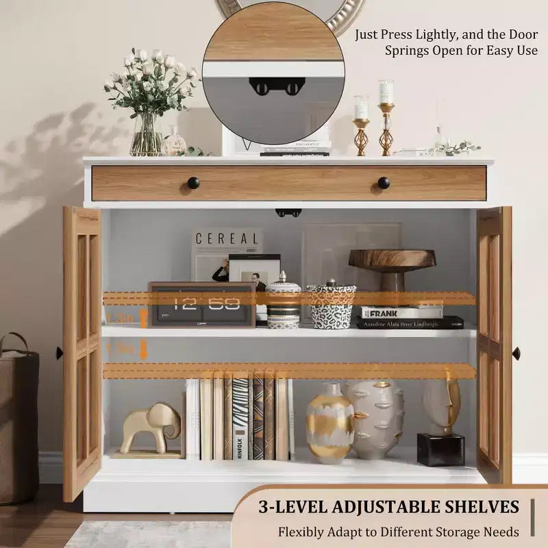 35.4 Sideboard Buffet Cabinets with Glass Door, Buffet Cabinet with Storage for Dining Room, Kitchen