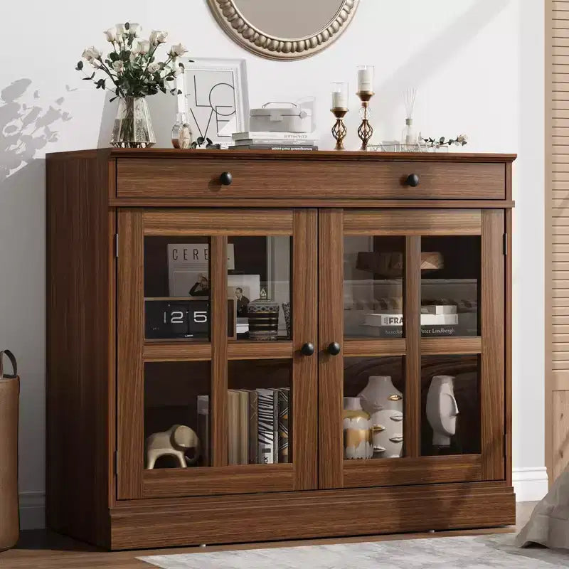 35.4 Sideboard Buffet Cabinets with Glass Door, Buffet Cabinet with Storage for Dining Room, Kitchen