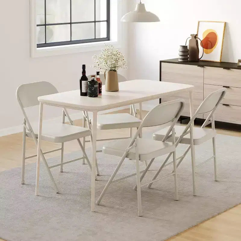 All-Steel Folding Chairs with Backrest, Heavy Duty Metal Foldable Dining Chair Hold Up to 350, for Office, Indoor & Outdoor Events
