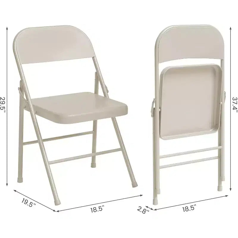 All-Steel Folding Chairs with Backrest, Heavy Duty Metal Foldable Dining Chair Hold Up to 350, for Office, Indoor & Outdoor Events