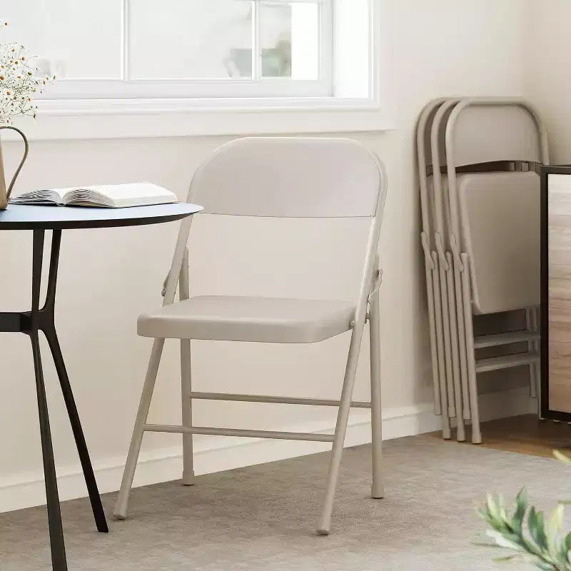All-Steel Folding Chairs with Backrest, Heavy Duty Metal Foldable Dining Chair Hold Up to 350, for Office, Indoor & Outdoor Events