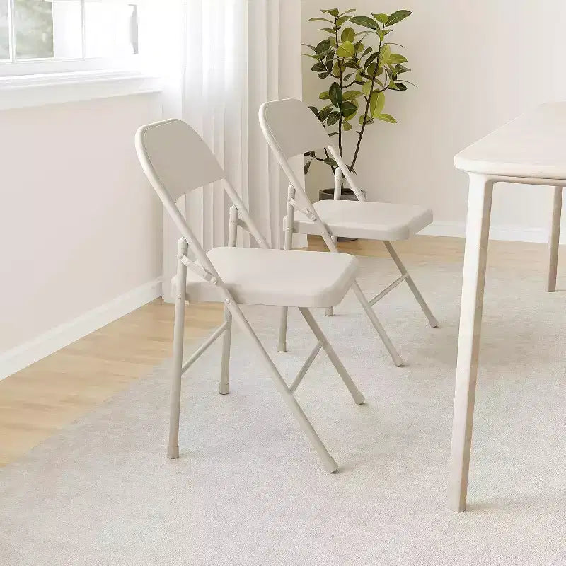 All-Steel Folding Chairs with Backrest, Heavy Duty Metal Foldable Dining Chair Hold Up to 350, for Office, Indoor & Outdoor Events