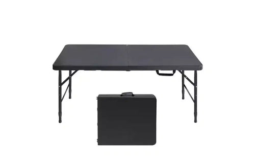 4FT Heavy Duty Folding Table, Portable Plastic Foldable Table with Handle, Anti-Slip Feet, Waterproof & Easy to Clean, for Indoor Outdoor Use
